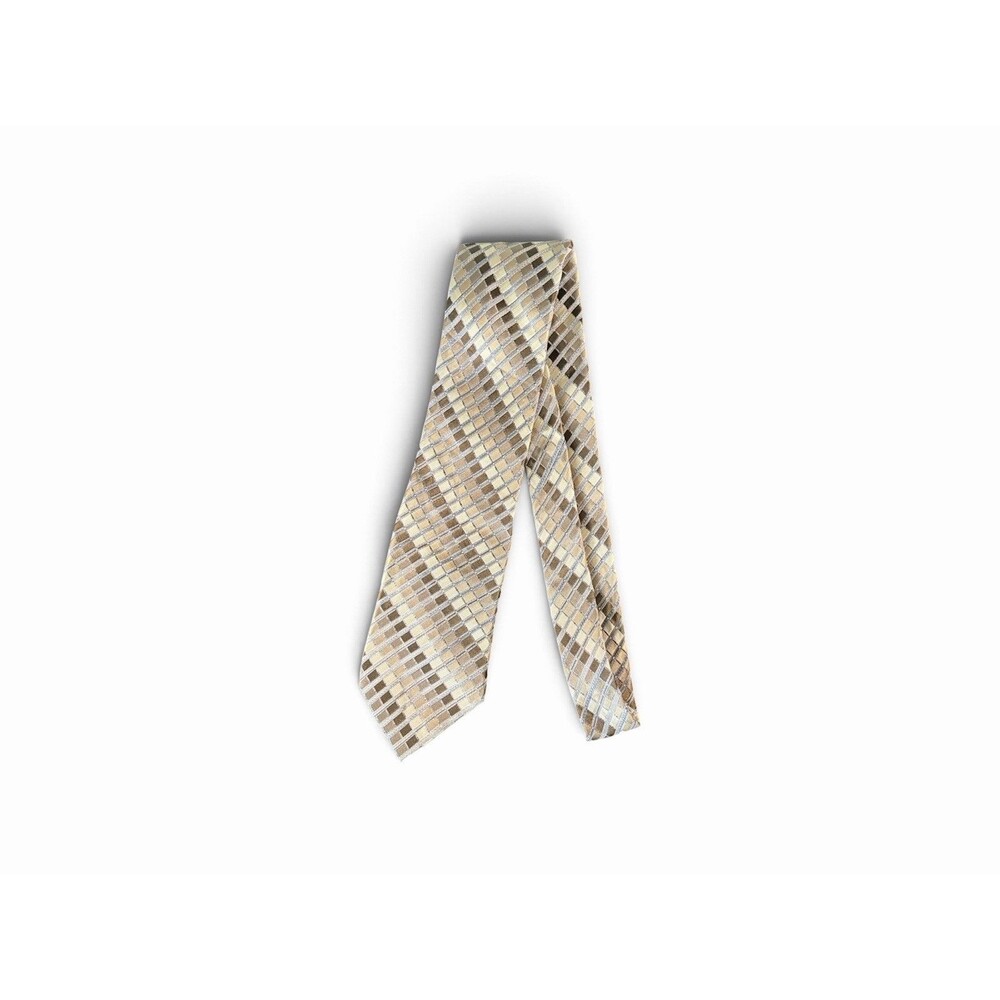Bugatti Men's Vintage Silk Geometric Novelty Tie 100% Italian Silk 90s Design